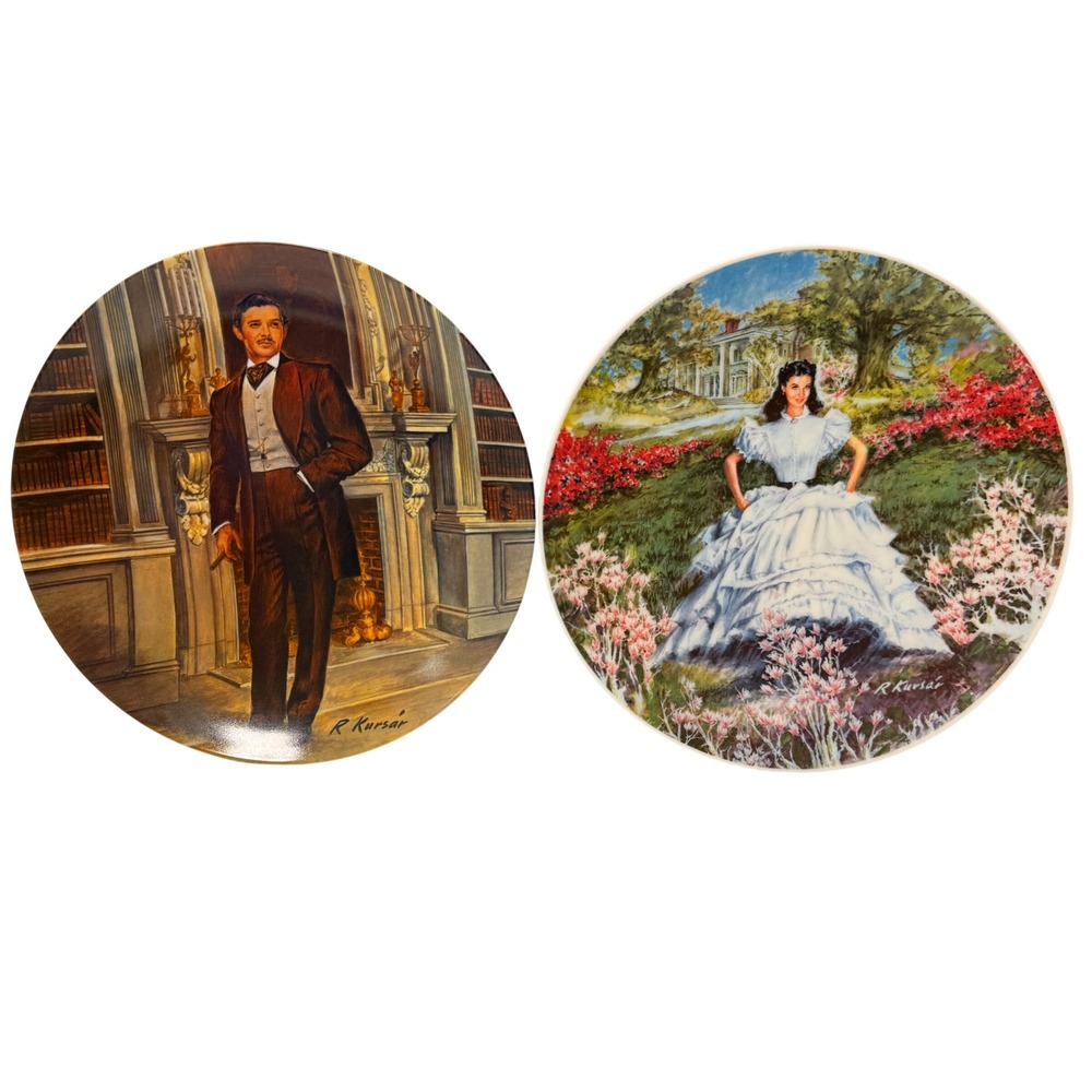 Edwin M Knowles Gone With the Wind Collector Plates Rhett & Scarlett Set of 2